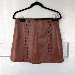 Brown Leather Mini Skirt